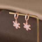 SLUYNZ 925 Sterling Silver Sparkly CZ Snowflake Hoop Earrings for Women Teens Christmas Earrings Drop Winter Party Earrings