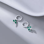 SLUYNZ 925 Sterling Silver CZ Love Clover Hoop Earrings for Women Teens Green Shamrock Huggie Earrings Drop St Patricks Day Earrings