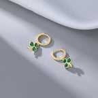 SLUYNZ 925 Sterling Silver CZ Love Clover Hoop Earrings for Women Teens Green Shamrock Huggie Earrings Drop St Patricks Day Earrings