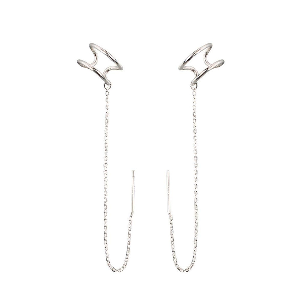 SLUYNZ 925 Sterling Silver Cuff Earrings Threader Chain for Women Crawler Earrings Wrap Earrings
