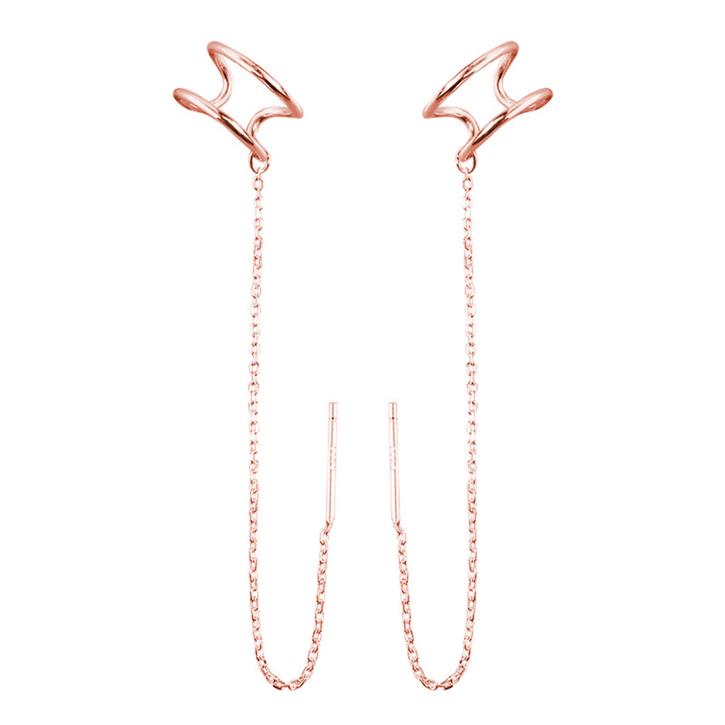 SLUYNZ 925 Sterling Silver Cuff Earrings Threader Chain for Women Crawler Earrings Wrap Earrings