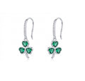 SLUYNZ 925 Sterling Silver Green Clover Leaf Dangle Earrings for Women Teens CZ Shamrock Drop Earrings for St Patricks Day