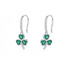 SLUYNZ 925 Sterling Silver Green Clover Leaf Dangle Earrings for Women Teens CZ Shamrock Drop Earrings for St Patricks Day