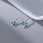 SLUYNZ 925 Sterling Silver Green Clover Leaf Dangle Earrings for Women Teens CZ Shamrock Drop Earrings for St Patricks Day