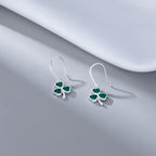 SLUYNZ 925 Sterling Silver Green Clover Leaf Dangle Earrings for Women Teens CZ Shamrock Drop Earrings for St Patricks Day