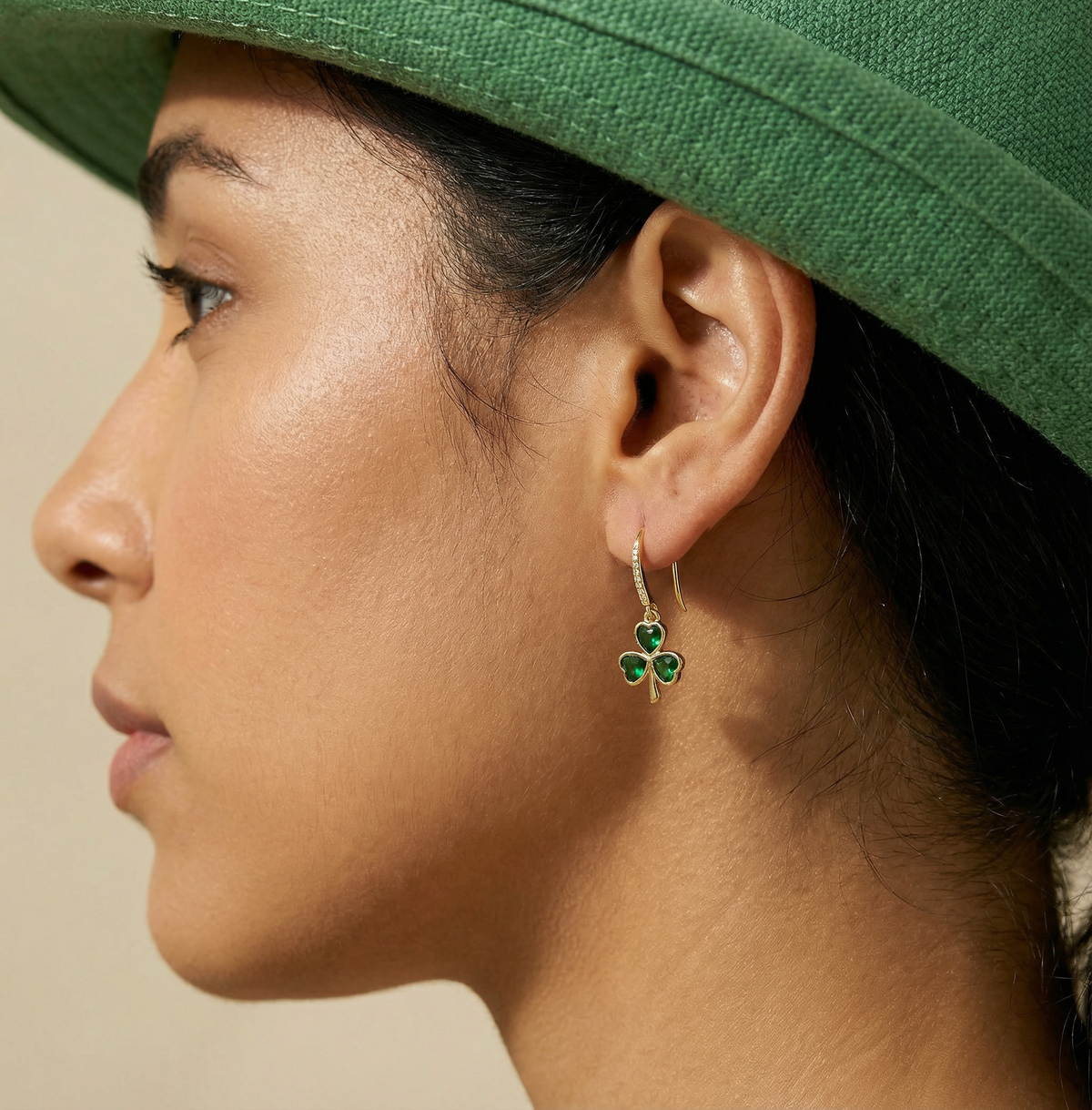 SLUYNZ 925 Sterling Silver Green Clover Leaf Dangle Earrings for Women Teens CZ Shamrock Drop Earrings for St Patricks Day