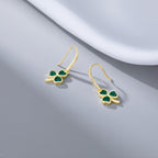SLUYNZ 925 Sterling Silver Green Clover Leaf Dangle Earrings for Women Teens CZ Shamrock Drop Earrings for St Patricks Day