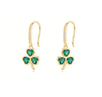 SLUYNZ 925 Sterling Silver Green Clover Leaf Dangle Earrings for Women Teens CZ Shamrock Drop Earrings for St Patricks Day
