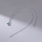 SLUYNZ 925 Sterling Silver Green Shamrock Choker Necklace for Women Teens Clover Pandant Necklace Chain