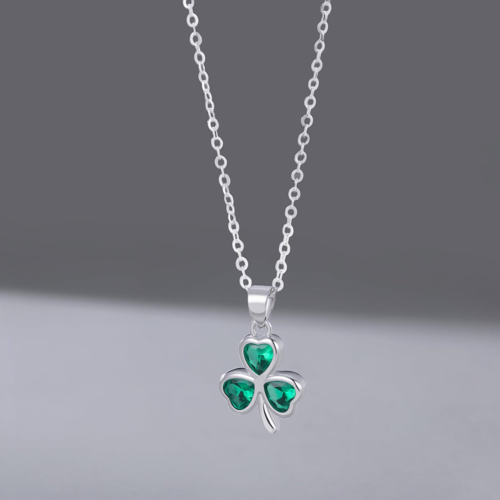 SLUYNZ 925 Sterling Silver Green Shamrock Choker Necklace for Women Teens Clover Pandant Necklace Chain