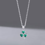 SLUYNZ 925 Sterling Silver Green Shamrock Choker Necklace for Women Teens Clover Pandant Necklace Chain