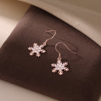SLUYNZ 925 Sterling Silver Sparkling CZ Snowflake Earrings Drop for Women Snowflake Dangle Earrings Christmas Gifts