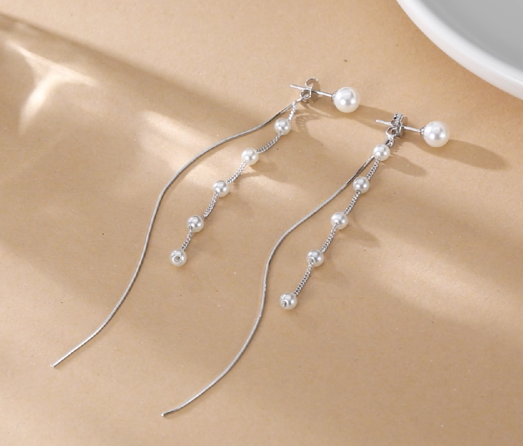 SLUYNZ 925 Sterling Silver Pearl Dangle Earrings for Women Long Earrings Drop Bridal Earrings Wedding