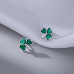 SLUYNZ 925 Sterling Silver Clover Stud Earrings for Women Teens Green Irish Shamrock Earrings Studs for St Patricks Day