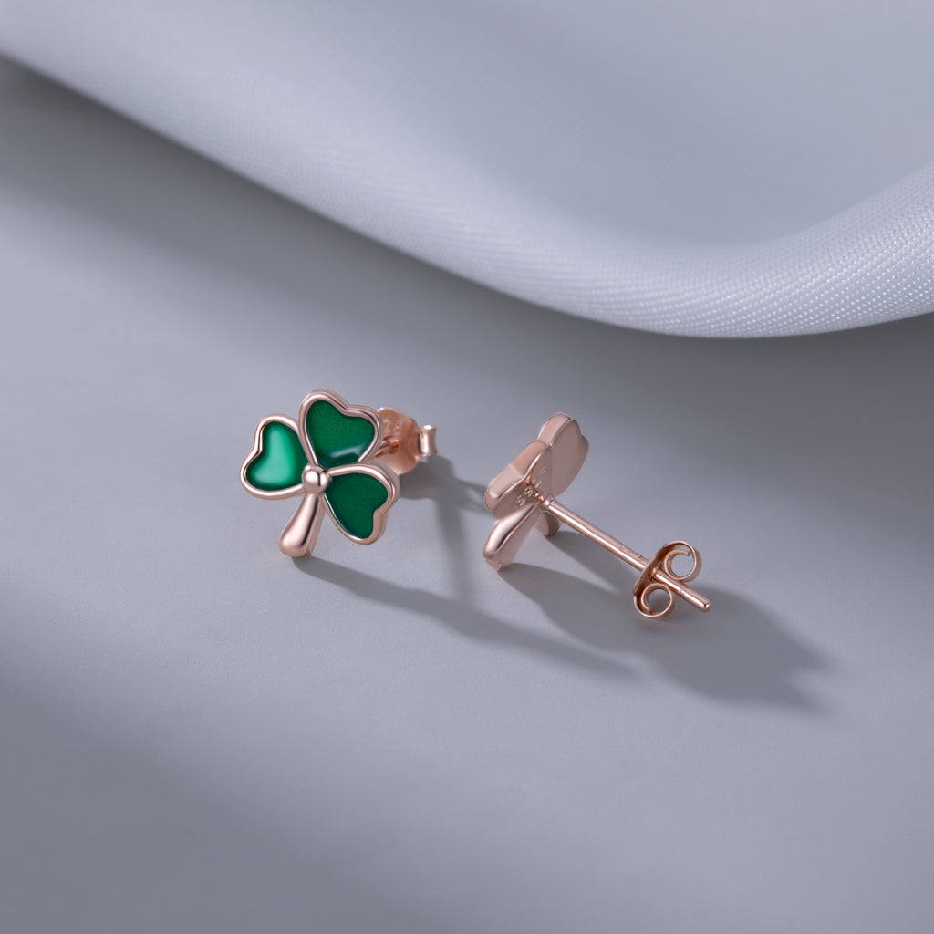 SLUYNZ 925 Sterling Silver Clover Stud Earrings for Women Teens Green Irish Shamrock Earrings Studs for St Patricks Day