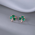 SLUYNZ 925 Sterling Silver Clover Stud Earrings for Women Teens Green Irish Shamrock Earrings Studs for St Patricks Day