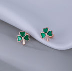 SLUYNZ 925 Sterling Silver Clover Stud Earrings for Women Teens Green Irish Shamrock Earrings Studs for St Patricks Day