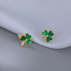 SLUYNZ 925 Sterling Silver Clover Stud Earrings for Women Teens Green Irish Shamrock Earrings Studs for St Patricks Day