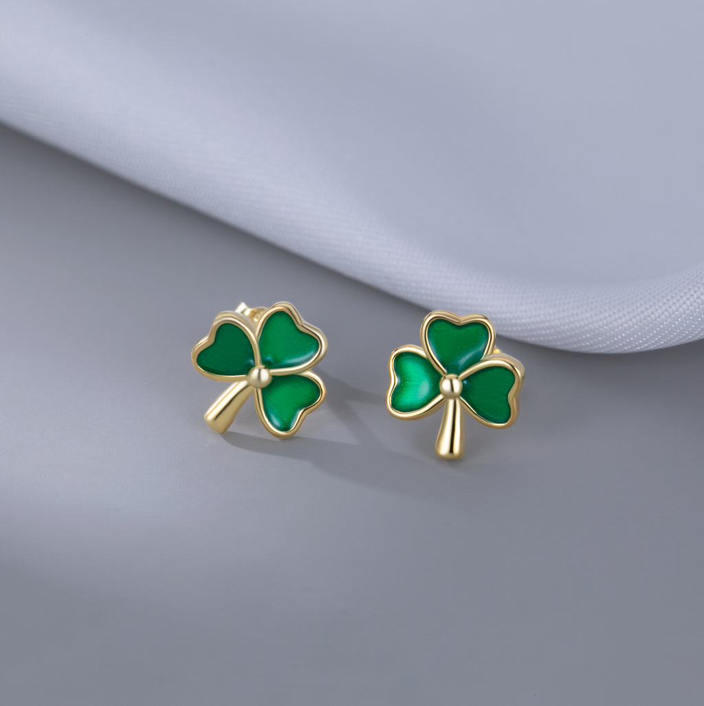 SLUYNZ 925 Sterling Silver Clover Stud Earrings for Women Teens Green Irish Shamrock Earrings Studs for St Patricks Day
