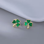 SLUYNZ 925 Sterling Silver Clover Stud Earrings for Women Teens Green Irish Shamrock Earrings Studs for St Patricks Day