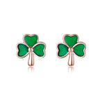 SLUYNZ 925 Sterling Silver Clover Stud Earrings for Women Teens Green Irish Shamrock Earrings Studs for St Patricks Day