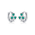 SLUYNZ 925 Sterling Silver CZ Love Clover Hoop Earrings for Women Teen Girls Green Shamrock Huggie Earrings for Summer
