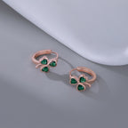 SLUYNZ 925 Sterling Silver CZ Love Clover Hoop Earrings for Women Teen Girls Green Shamrock Huggie Earrings for Summer