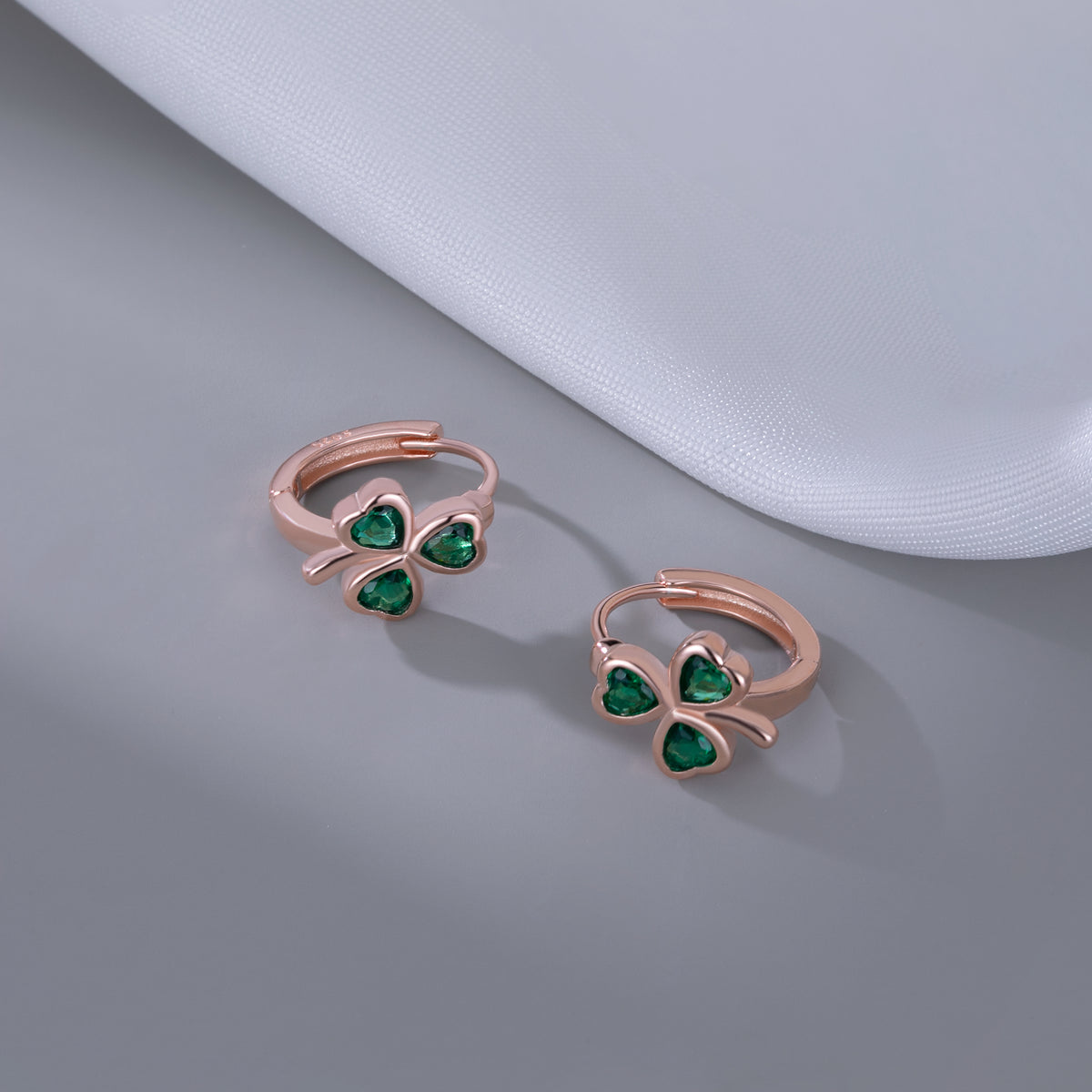SLUYNZ 925 Sterling Silver CZ Love Clover Hoop Earrings for Women Teen Girls Green Shamrock Huggie Earrings for Summer