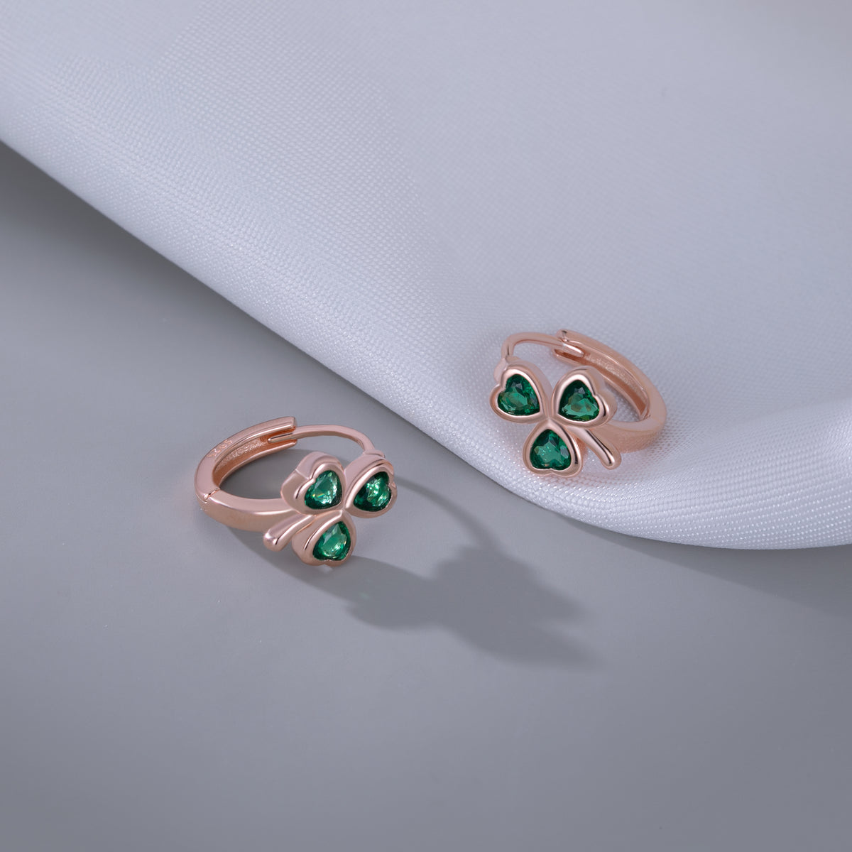 SLUYNZ 925 Sterling Silver CZ Love Clover Hoop Earrings for Women Teen Girls Green Shamrock Huggie Earrings for Summer