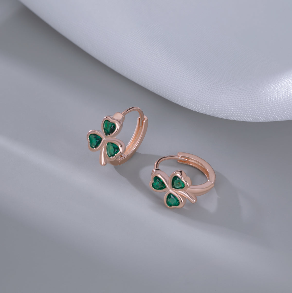 SLUYNZ 925 Sterling Silver CZ Love Clover Hoop Earrings for Women Teen Girls Green Shamrock Huggie Earrings for Summer