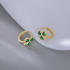 SLUYNZ 925 Sterling Silver CZ Love Clover Hoop Earrings for Women Teen Girls Green Shamrock Huggie Earrings for Summer