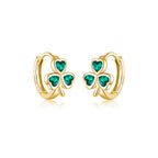 SLUYNZ 925 Sterling Silver CZ Love Clover Hoop Earrings for Women Teen Girls Green Shamrock Huggie Earrings for Summer