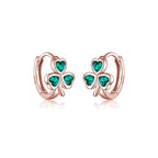 SLUYNZ 925 Sterling Silver CZ Love Clover Hoop Earrings for Women Teen Girls Green Shamrock Huggie Earrings for Summer
