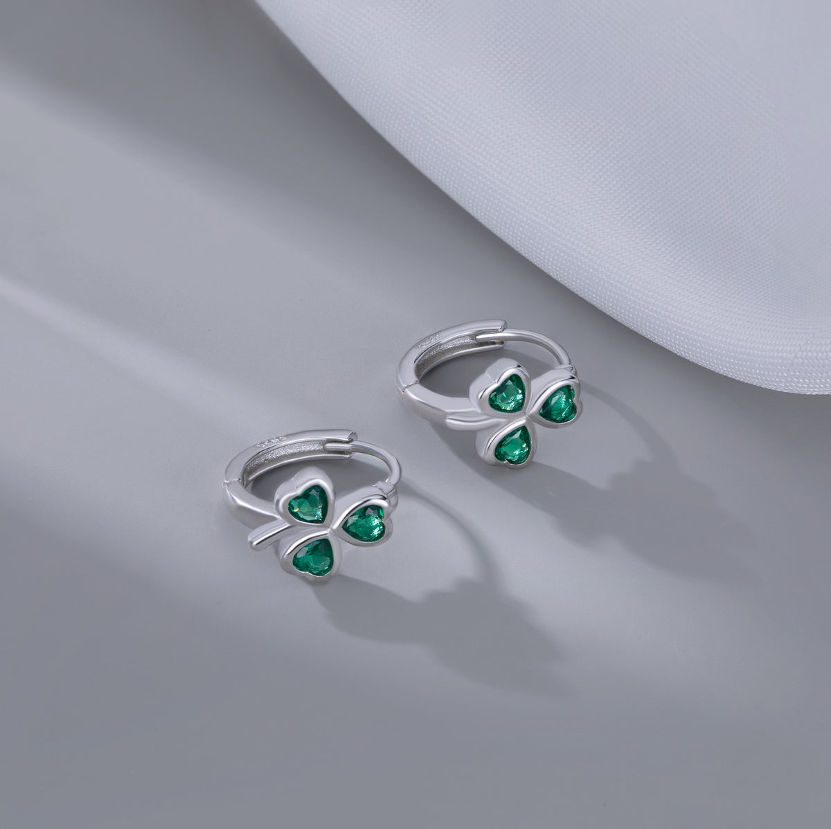 SLUYNZ 925 Sterling Silver CZ Love Clover Hoop Earrings for Women Teen Girls Green Shamrock Huggie Earrings for Summer