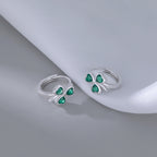 SLUYNZ 925 Sterling Silver CZ Love Clover Hoop Earrings for Women Teen Girls Green Shamrock Huggie Earrings for Summer