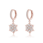 SLUYNZ 925 Sterling Silver CZ Snowflake Hoop Earrings for Women Teens Girls Christmas Snowflake Hoop Earrings Huggie