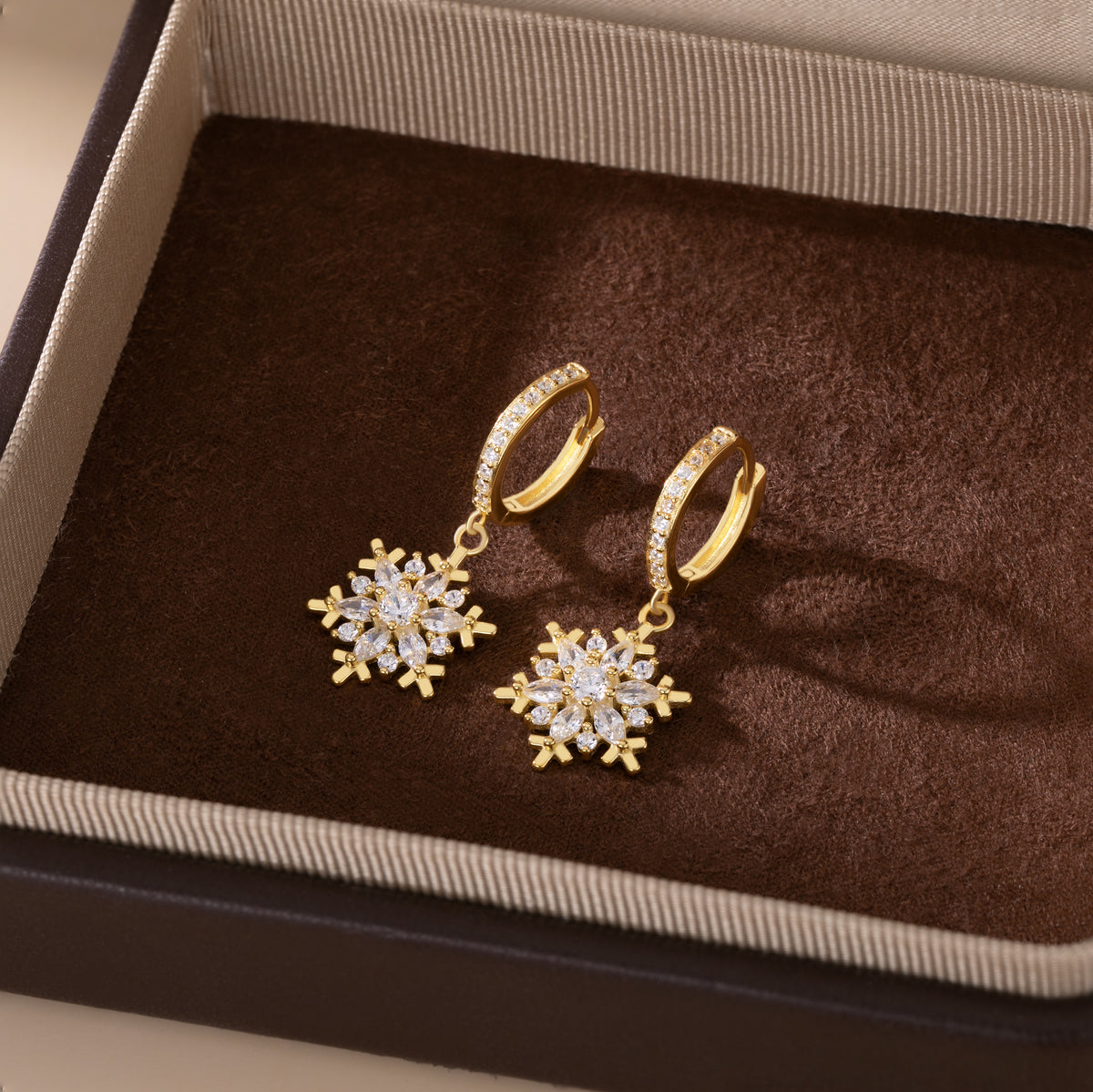 SLUYNZ 925 Sterling Silver CZ Snowflake Hoop Earrings for Women Teens Girls Christmas Snowflake Hoop Earrings Huggie