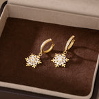 SLUYNZ 925 Sterling Silver CZ Snowflake Hoop Earrings for Women Teens Girls Christmas Snowflake Hoop Earrings Huggie