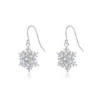 SLUYNZ 925 Sterling Silver Christmas Snowflake Dangle Earrings for Women Girls Teens CZ Snowflake Drop Earrings Dangle