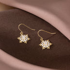 SLUYNZ 925 Sterling Silver Christmas Snowflake Dangle Earrings for Women Girls Teens CZ Snowflake Drop Earrings Dangle