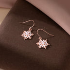 SLUYNZ 925 Sterling Silver Christmas Snowflake Dangle Earrings for Women Girls Teens CZ Snowflake Drop Earrings Dangle