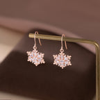 SLUYNZ 925 Sterling Silver Christmas Snowflake Dangle Earrings for Women Girls Teens CZ Snowflake Drop Earrings Dangle