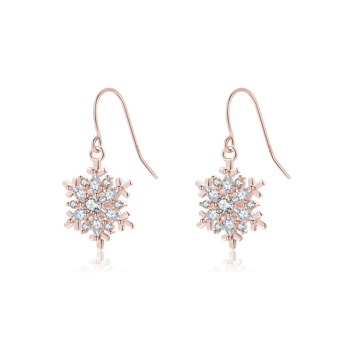 SLUYNZ 925 Sterling Silver Christmas Snowflake Dangle Earrings for Women Girls Teens CZ Snowflake Drop Earrings Dangle