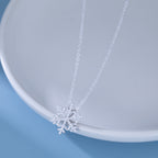 SLUYNZ 925 Sterling Silver Christmas Snowflake Necklace Pendant for Women Teens CZ Snowflake Pendant Necklace Chian Winter Necklace