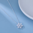 SLUYNZ 925 Sterling Silver Christmas Snowflake Necklace Pendant for Women Teens CZ Snowflake Pendant Necklace Chian Winter Necklace