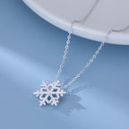 SLUYNZ 925 Sterling Silver Christmas Snowflake Necklace Pendant for Women Teens CZ Snowflake Pendant Necklace Chian Winter Necklace