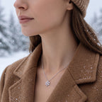 SLUYNZ 925 Sterling Silver Christmas Snowflake Necklace Pendant for Women Teens CZ Snowflake Pendant Necklace Chian Winter Necklace