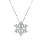 SLUYNZ 925 Sterling Silver Christmas Snowflake Necklace Pendant for Women Teens CZ Snowflake Pendant Necklace Chian Winter Necklace