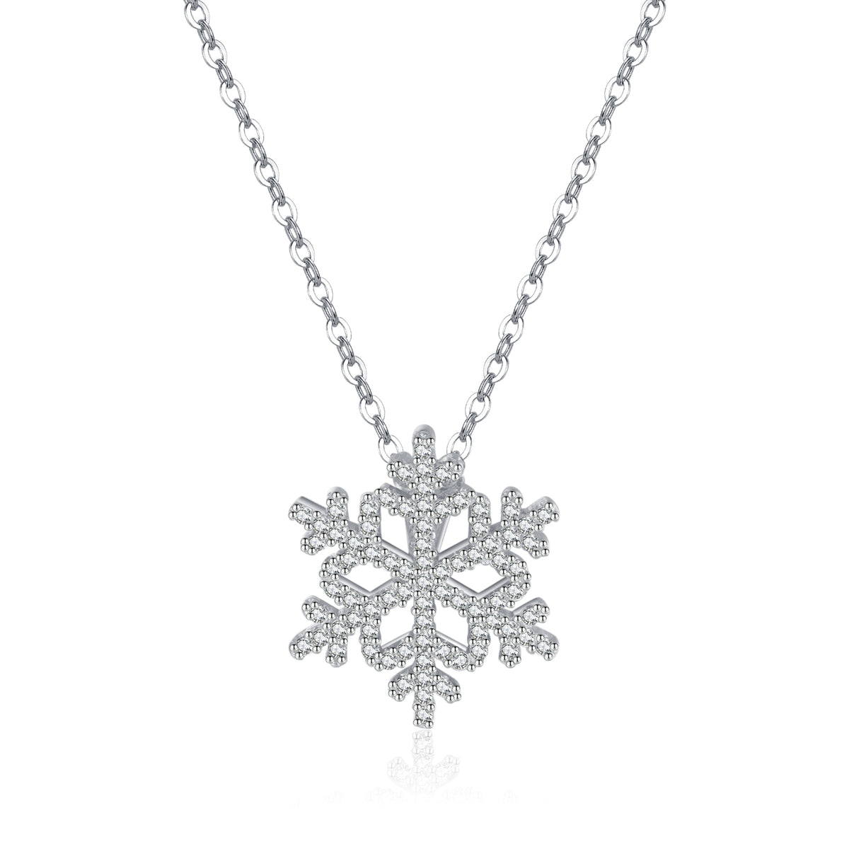 SLUYNZ 925 Sterling Silver Christmas Snowflake Necklace Pendant for Women Teens CZ Snowflake Pendant Necklace Chian Winter Necklace