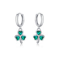 SLUYNZ 925 Sterling Silver Green Heart Clover Dangle Earrings for Women Teen Girls CZ Shamrock Drop Earrings for Spring